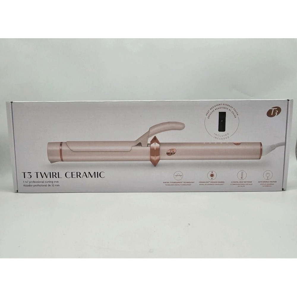 T3 Twirl Ceramic 1.25" Professional Curling Iron & Storage Pouch, Pink